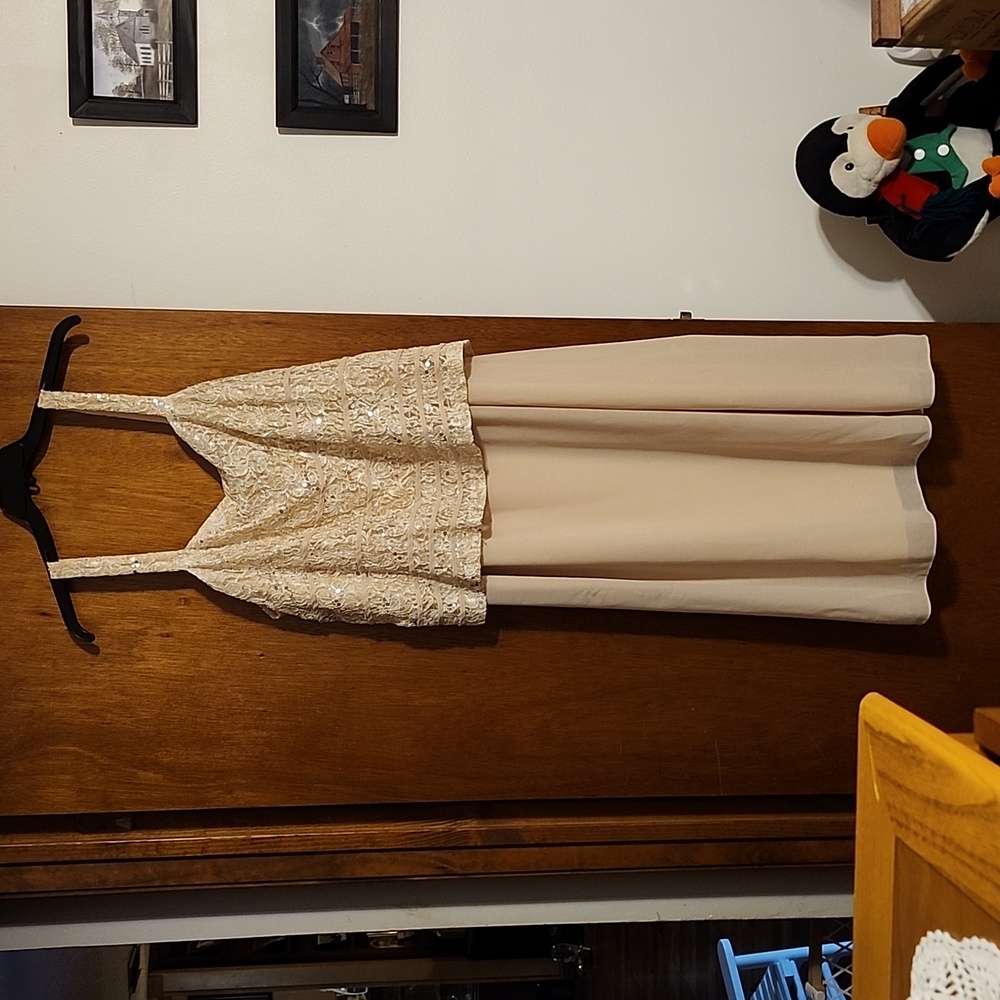 Bridal, tan elegant ,ankle length dress
